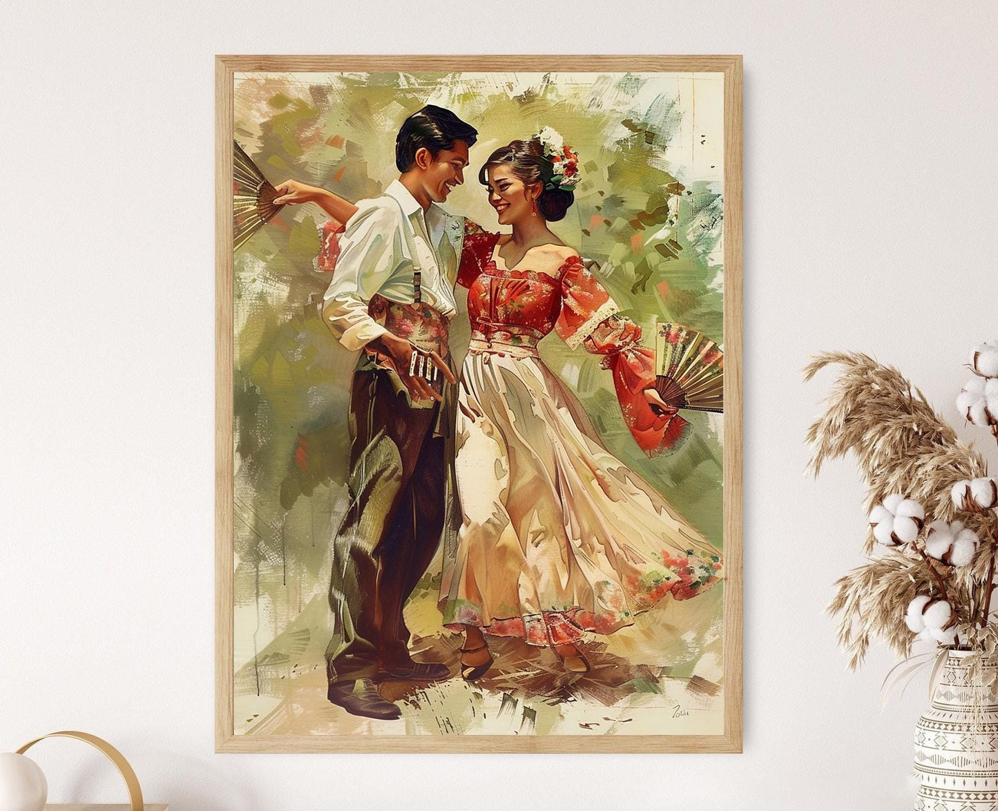 Affiche Cariñosa - Art Print Vibrant de la Danse Culturelle Philippine