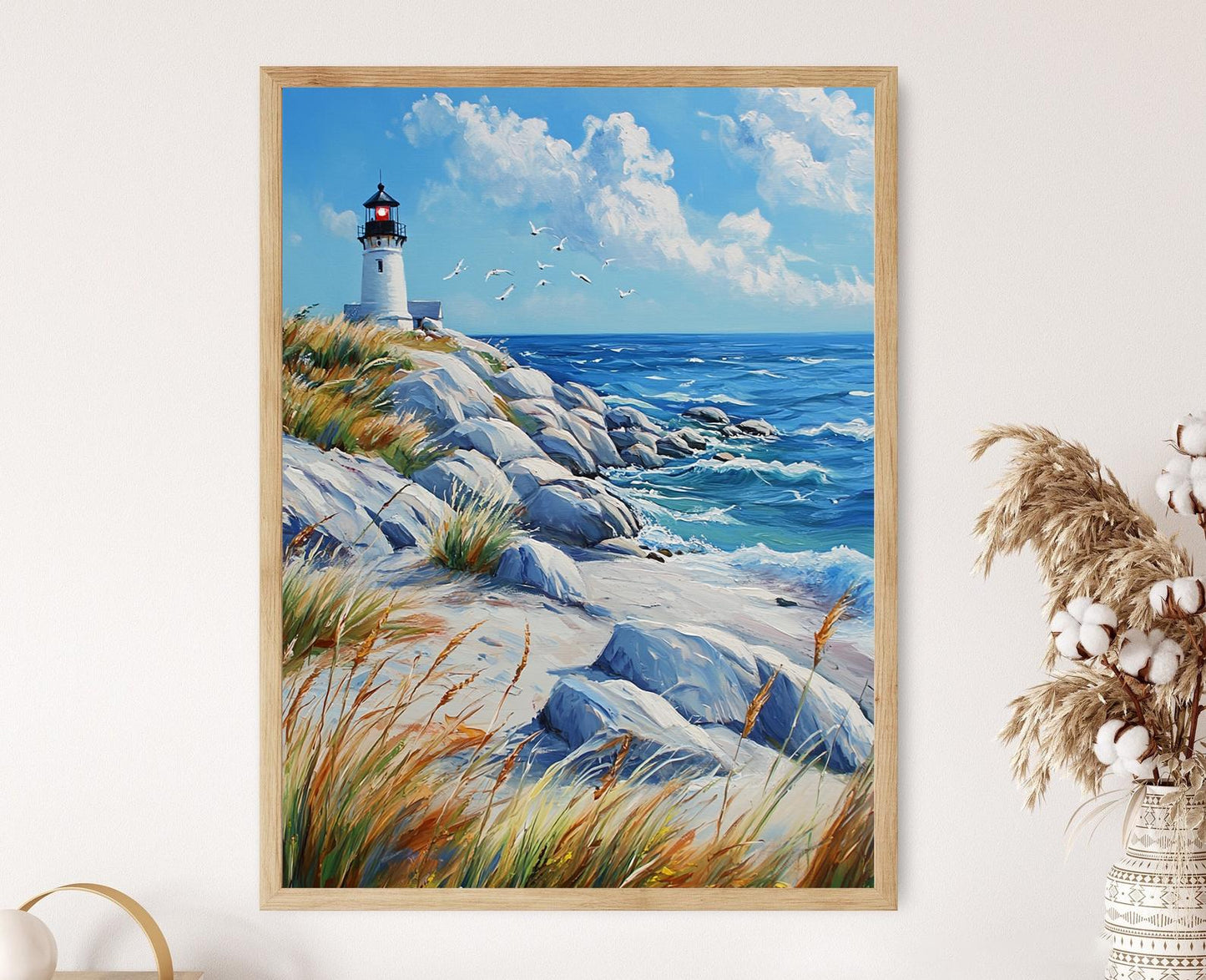 Affiche de Cape Cod – Poster phare et côte rocheuse de Massachusetts