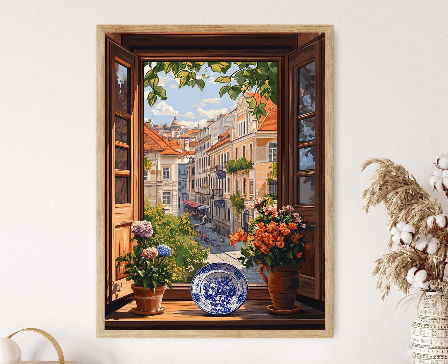 Affiche Bucharest – Poster Illustration de fenêtre rustique avec motifs folkloriques