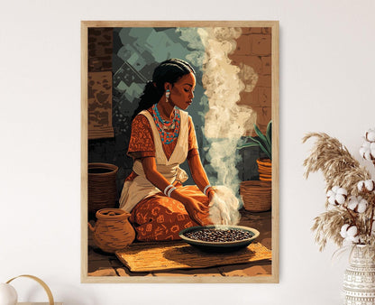 Affiche de la cérémonie du café éthiopien – Art Habesha déco culturelle