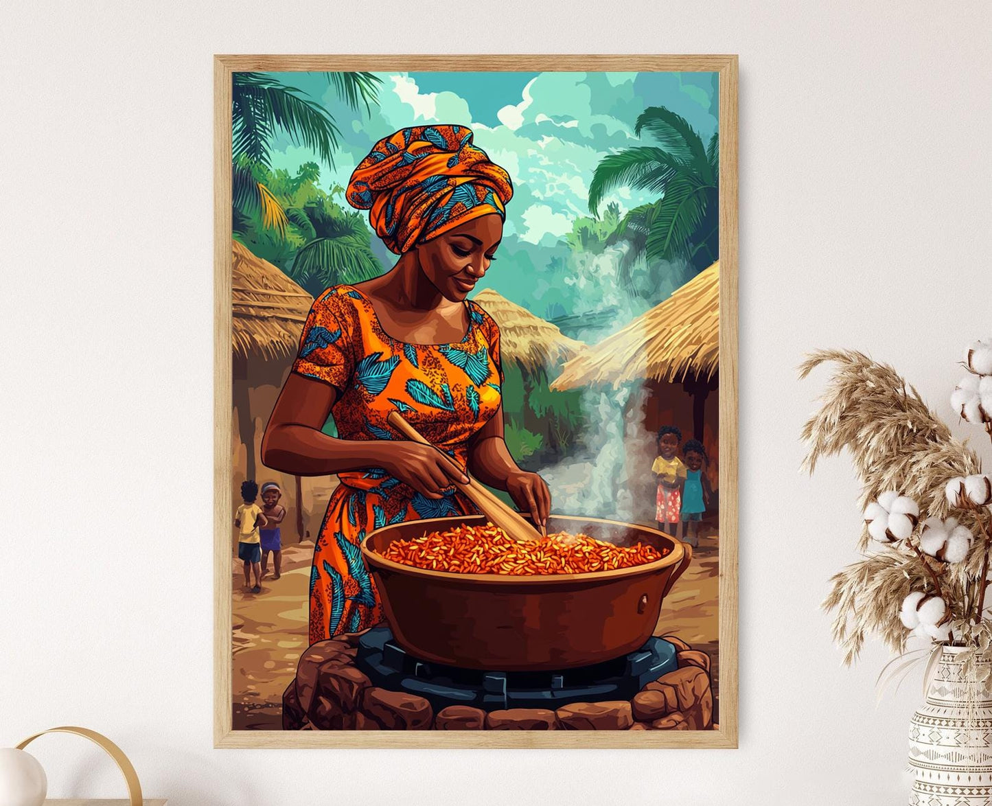 Affiche Femme Nigériane Cuisinant le Jollof – Art de Cuisine Africaine