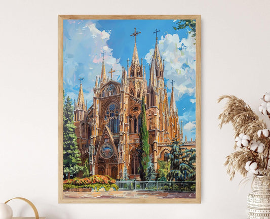 Affiche Cathédrale Santa Ana – Impression Art Déco de l'Architecture Gothique