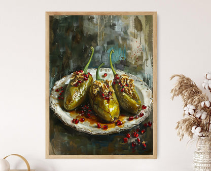Affiche Chiles en Nogada – Art Élegant pour Restaurant Mexicain