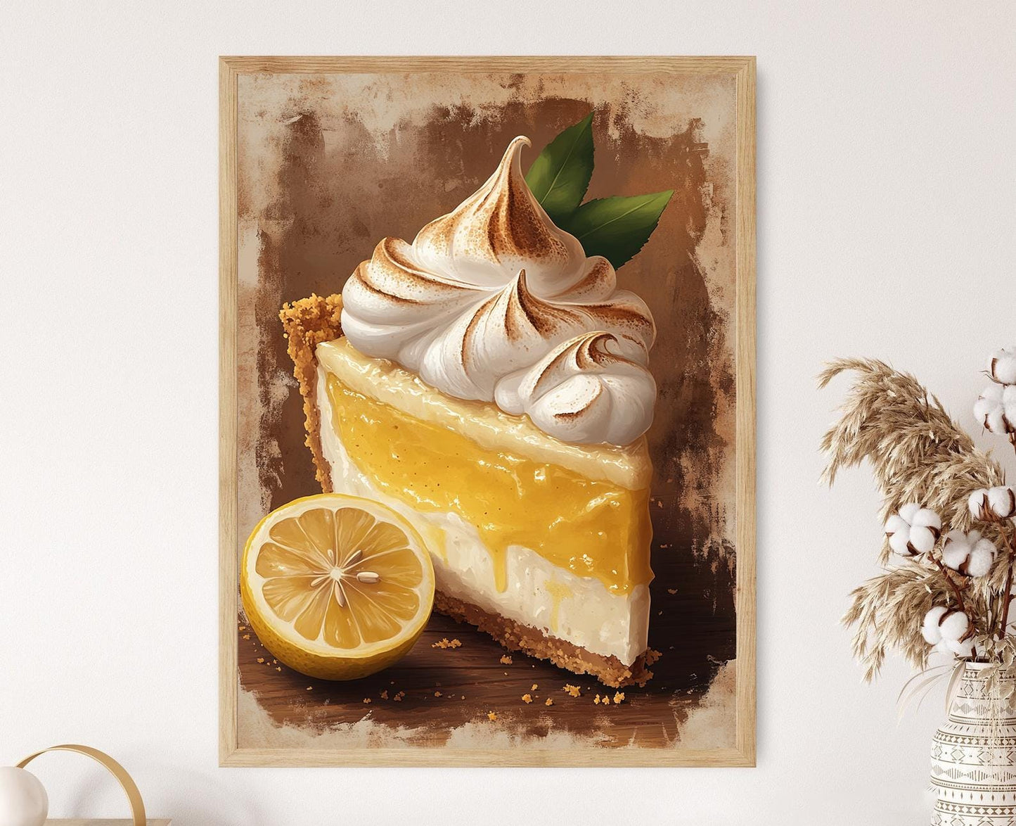 Affiche Tarte au Citron Meringuée – Poster Peinture Meringue Dorée