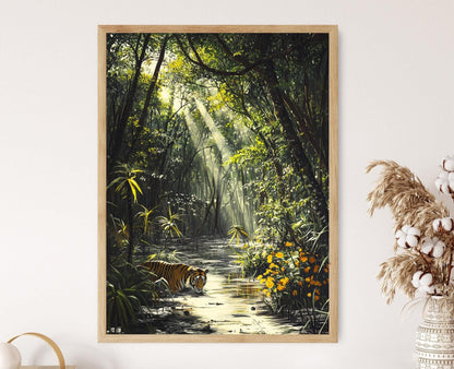 Affiche Réserve du Tigre de Sundarbans – Poster Scène de Faune du Bangladesh