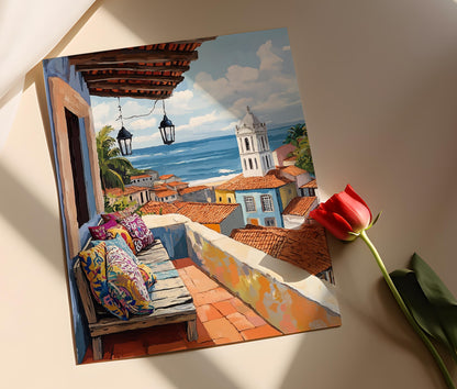 Affiche Salvador – Art mural rustique du patio brésilien
