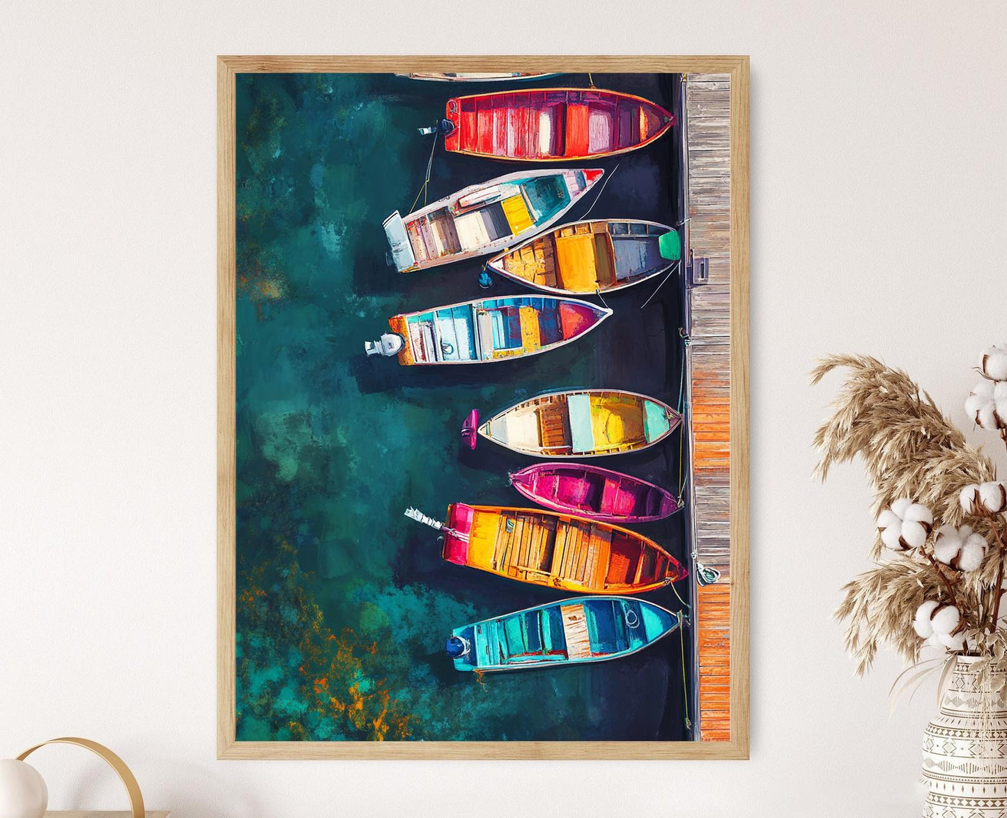 Affiche de Pêche du Connecticut – Poster Coloré de Bateaux Décoratifs