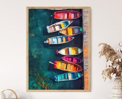 Affiche de Pêche du Connecticut – Poster Coloré de Bateaux Décoratifs