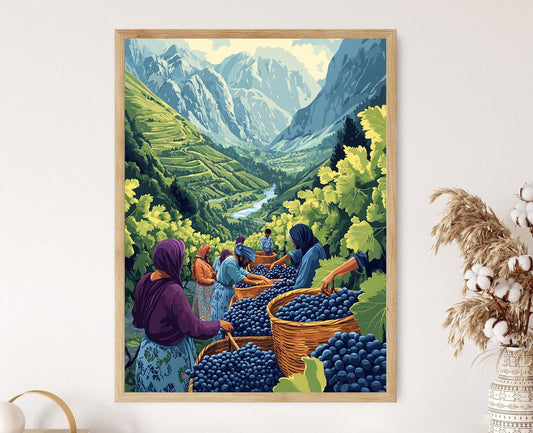 Affiche Vendanges de la Vallée de Panjshir – Art d'Agriculture Traditionnelle