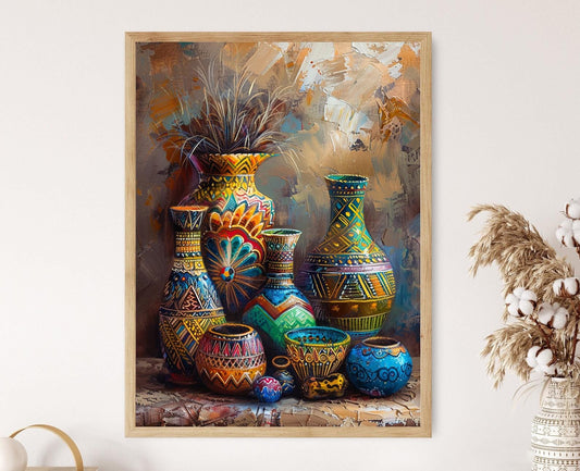 Affiche d'Art Populaire - Peinture sur Céramique Africaine Traditionnelle