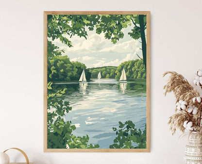 Affiche de la Rivière Connecticut – Illustration d'un paysage aquatique