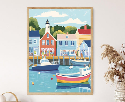 Affiche Côte Est – Poster Art de Marina et Phare du Connecticut