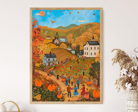 Affiche Festival de la Récolte Nostalgique – Peinture Folk à la Grandma Moses