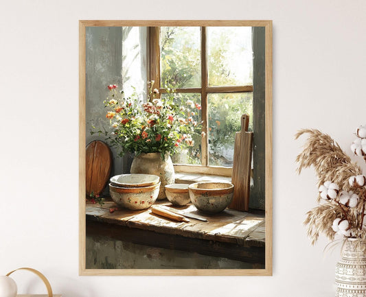 Affiche Cuisine Suédoise – Poster Bols en Grès Rustiques, Décor Nordique