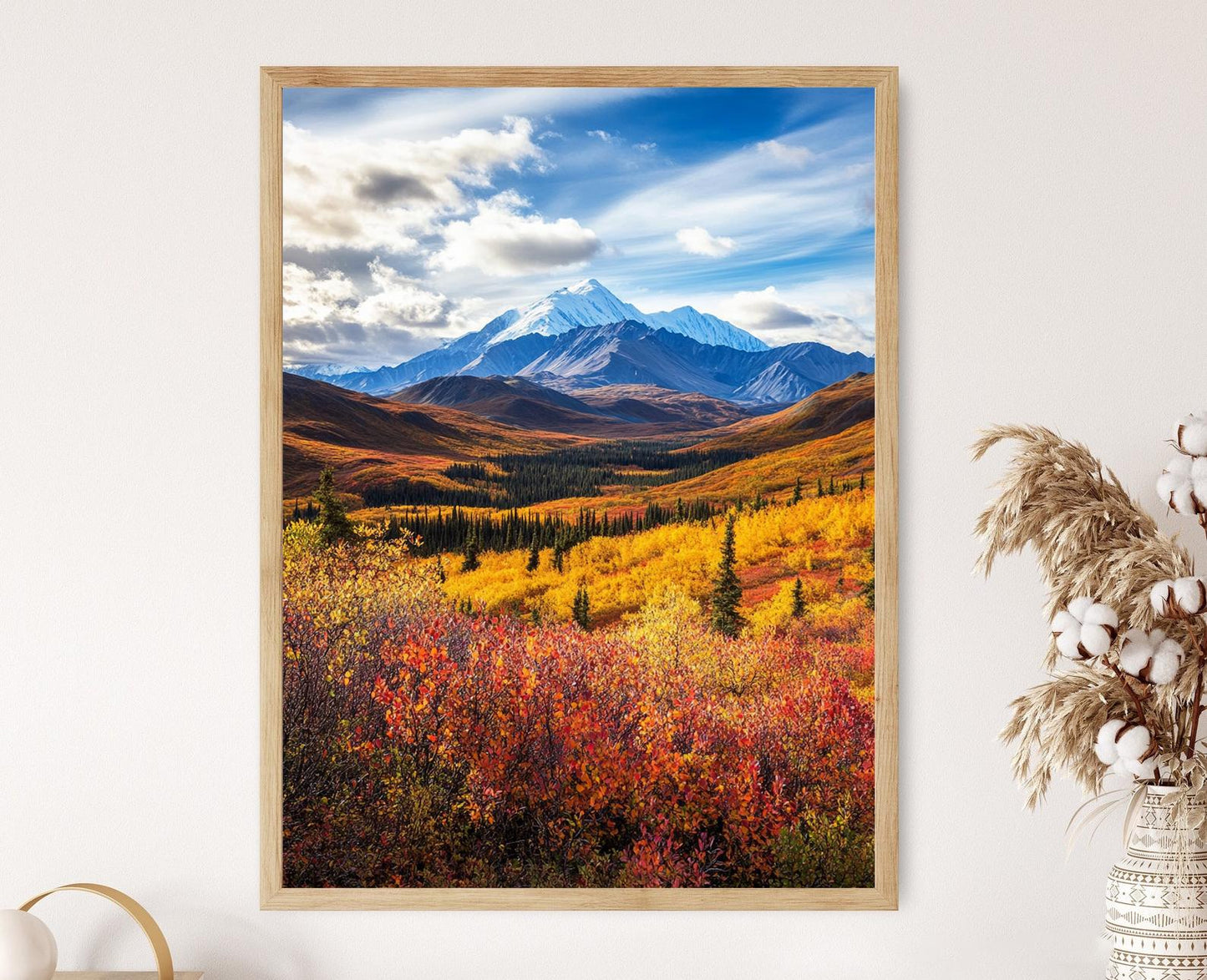 Affiche Parc National Denali – Illustration de Pics et Vallées Colorées