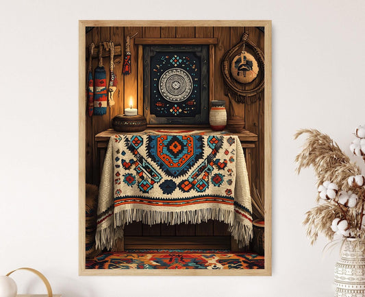 Affiche Sami Argent – Poster Illustration de Broche Duodji Artisanat Nordique