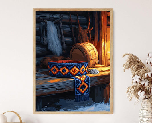 Affiche Tissage Sami – Poster Illustration d'un Ceinturon Woven