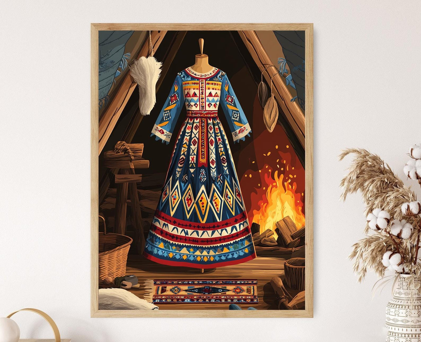 Affiche Sami Gákti – Poster Illustration et Broderie Indigène en Duodji