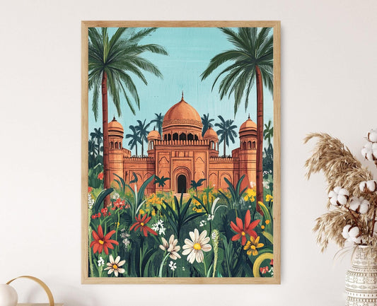 Affiche Lalbagh Fort – Poster Art Mughal de Dhaka avec Jardins