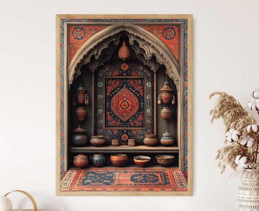 Affiche Art en Bois Afghan – Impression Traditionnelle Décor Culturel