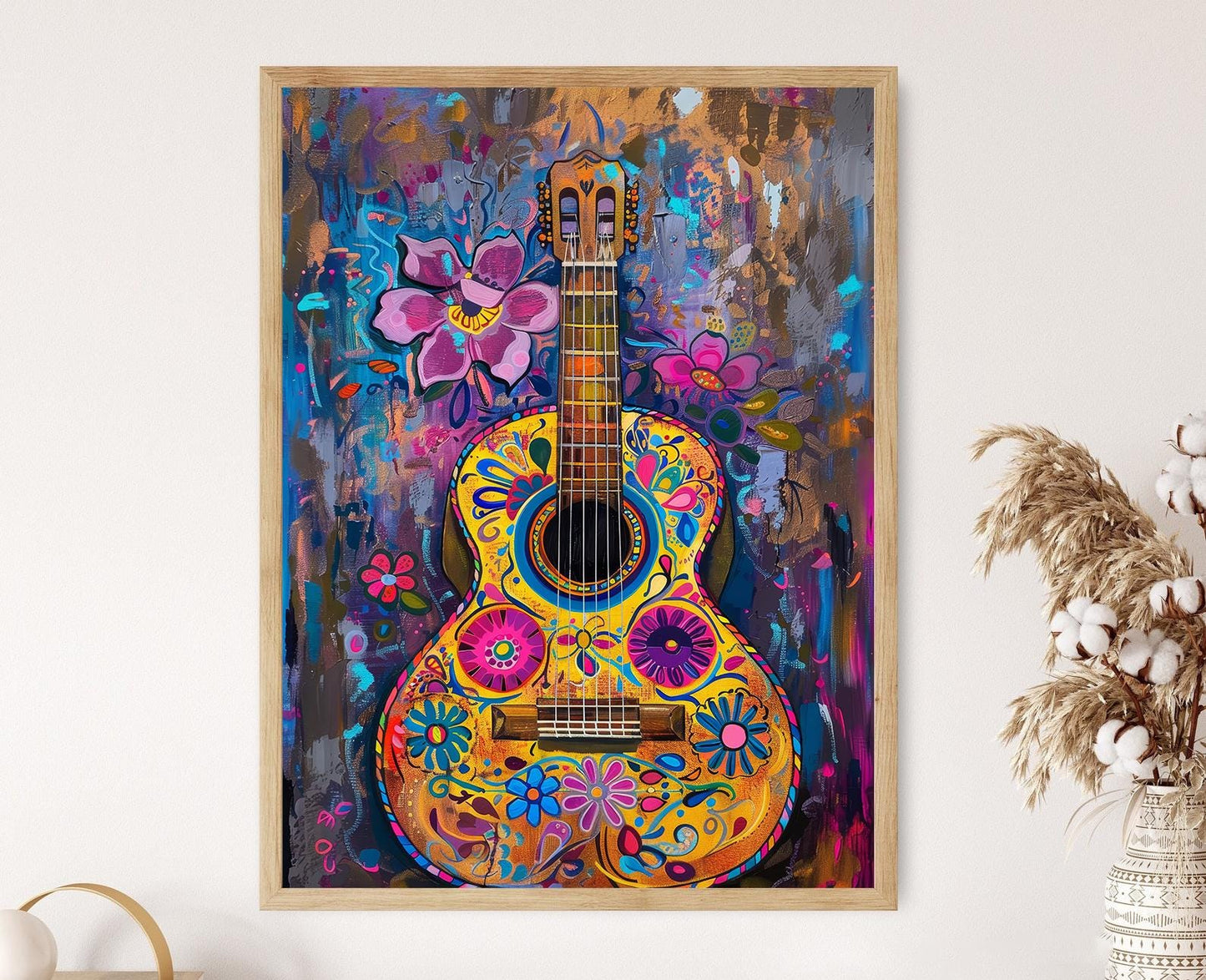 Affiche Mariachi Vibrante – Poster Peinture Instrument Musical Mexicain