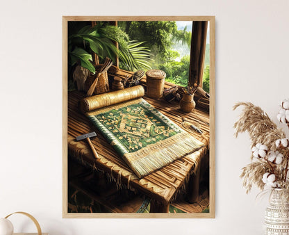 Affiche Art Dumbar à Motif de Diamant – Décor Tissé Traditionnel