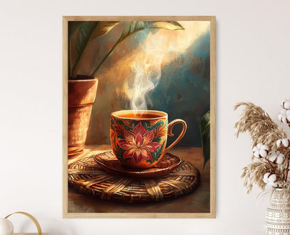 Affiche Thé Ceylon – Poster Illustration de Tasse Lotus Traditionnelle