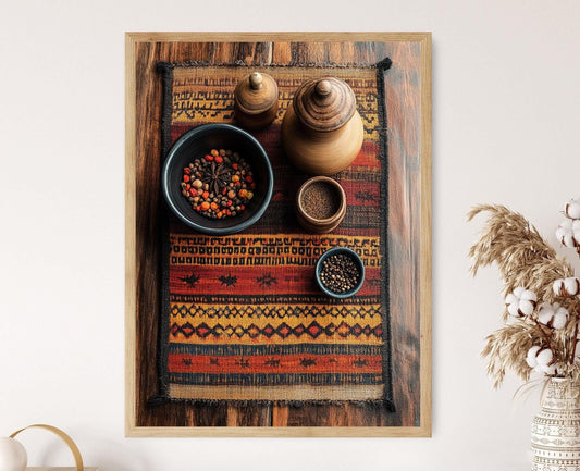 Affiche Art Textile du Sri Lanka – Poster Décor de Cuisine Rustique