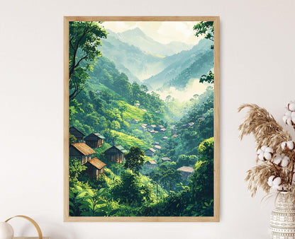 Affiche Kandy Village – Poster Illustration des Plantations de Thé du Sri Lanka