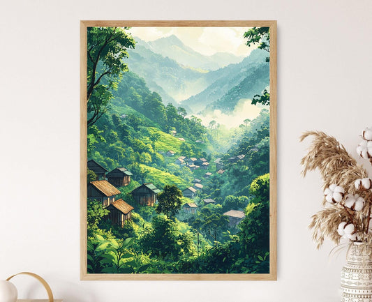 Affiche Kandy Village – Poster Illustration des Plantations de Thé du Sri Lanka