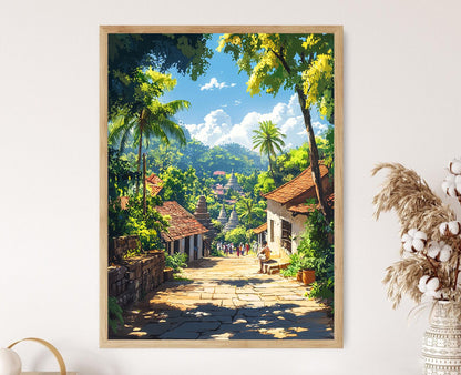 Affiche Anuradhapura – Poster Art Sri-Lankaise, Scène de Temple