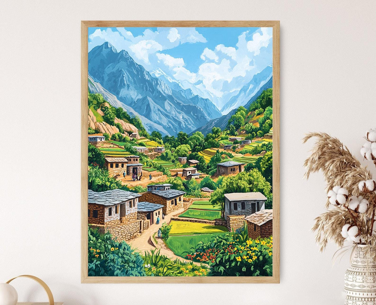 Affiche Vallée de Swat – Impression Art : Paysage Pakistanais, Champs Terrassés