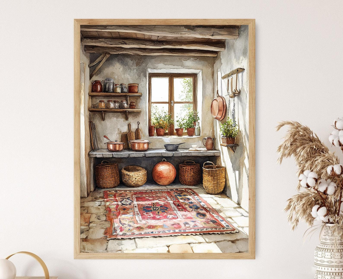 Affiche Cuisine Persane – Poster Art avec Ustensiles en Cuivre et Décor Rustique