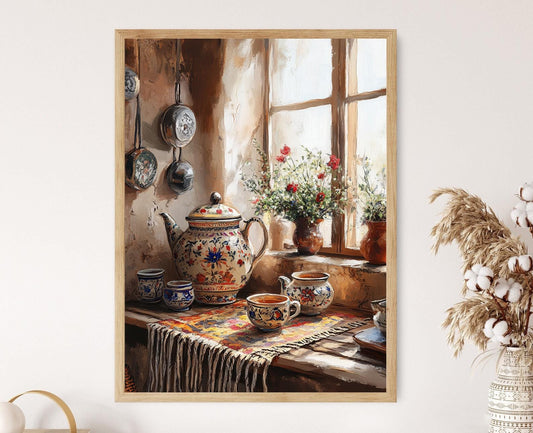 Affiche Thé Persan – Poster Art Rustique pour Cuisine Iranienne