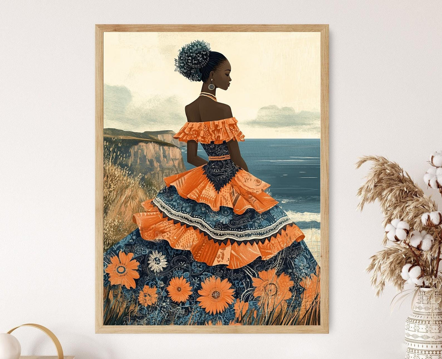 Affiche Élégance Côtière Tanzanienne – Poster Robe Superposée et Tradition