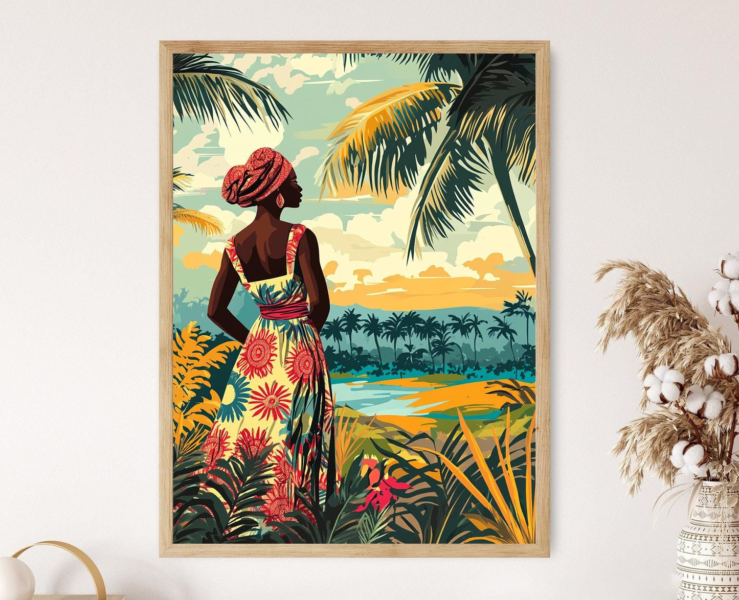 Affiche Art Batik de Côte d'Ivoire – Motifs Vibrants et Traditions