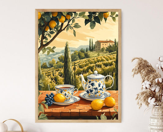 Affiche Art de la Théière Italienne – Poster Décor Terrasse Toscanne