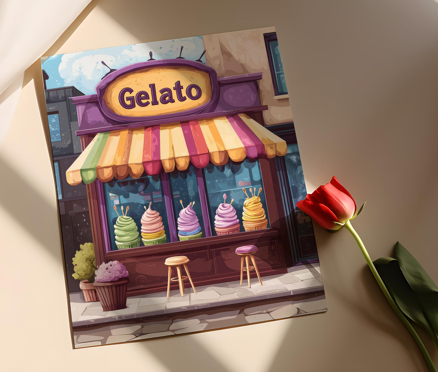 Affiche Gelato Italien – Poster Art de Cuisine Méditerranéenne