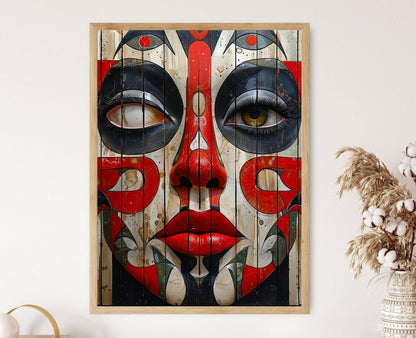 Affiche Art Maori Abstrait – Poster Symboles Traditionnels et Couleurs Vives