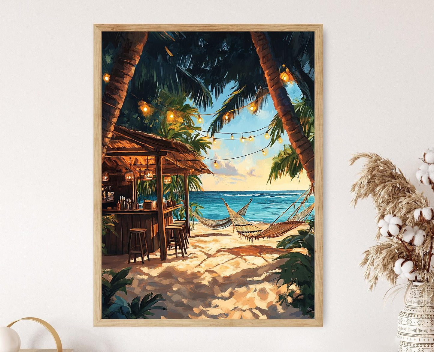 Affiche Plage San Blas – Poster Art Tiki Tropical séduisant