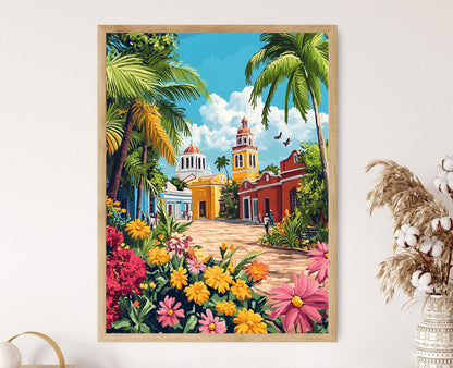 Affiche Cuba – Poster de la Plaza Mayor, Sancti Spíritus, Architecture Coloniale