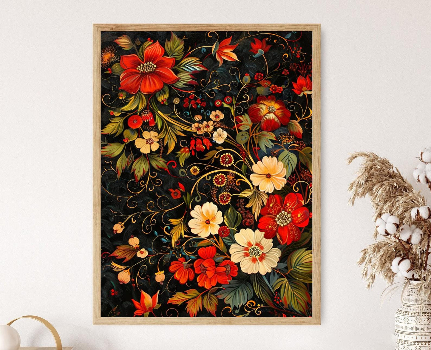 Affiche Khokhloma Russe – Poster Art Populaire, Élégance Culturelle, Cadeau Idéal