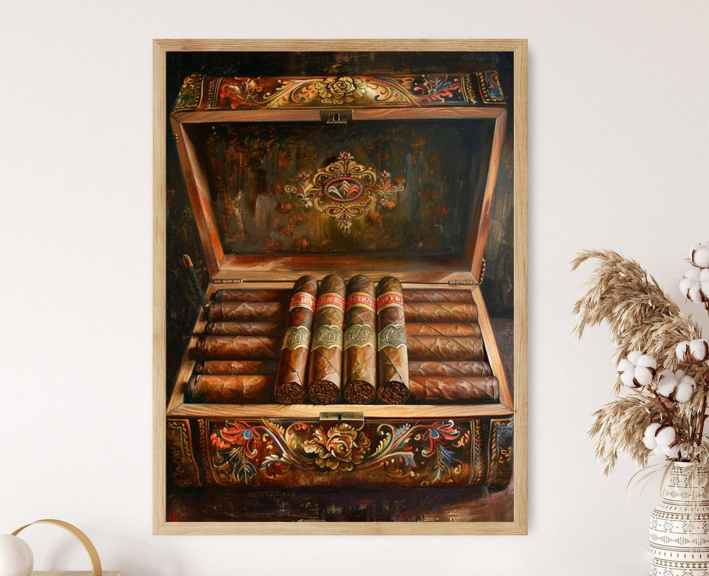 Affiche Vintage Cigares Cubains – Art Rustique pour Salon, Cadeau Idéal