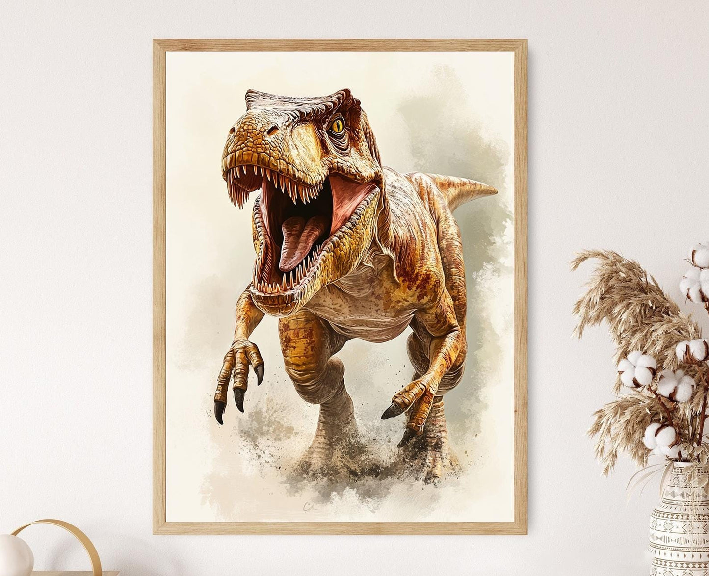 Affiche T-Rex Rugissant – Poster Art Tyrannosaure Préhistorique