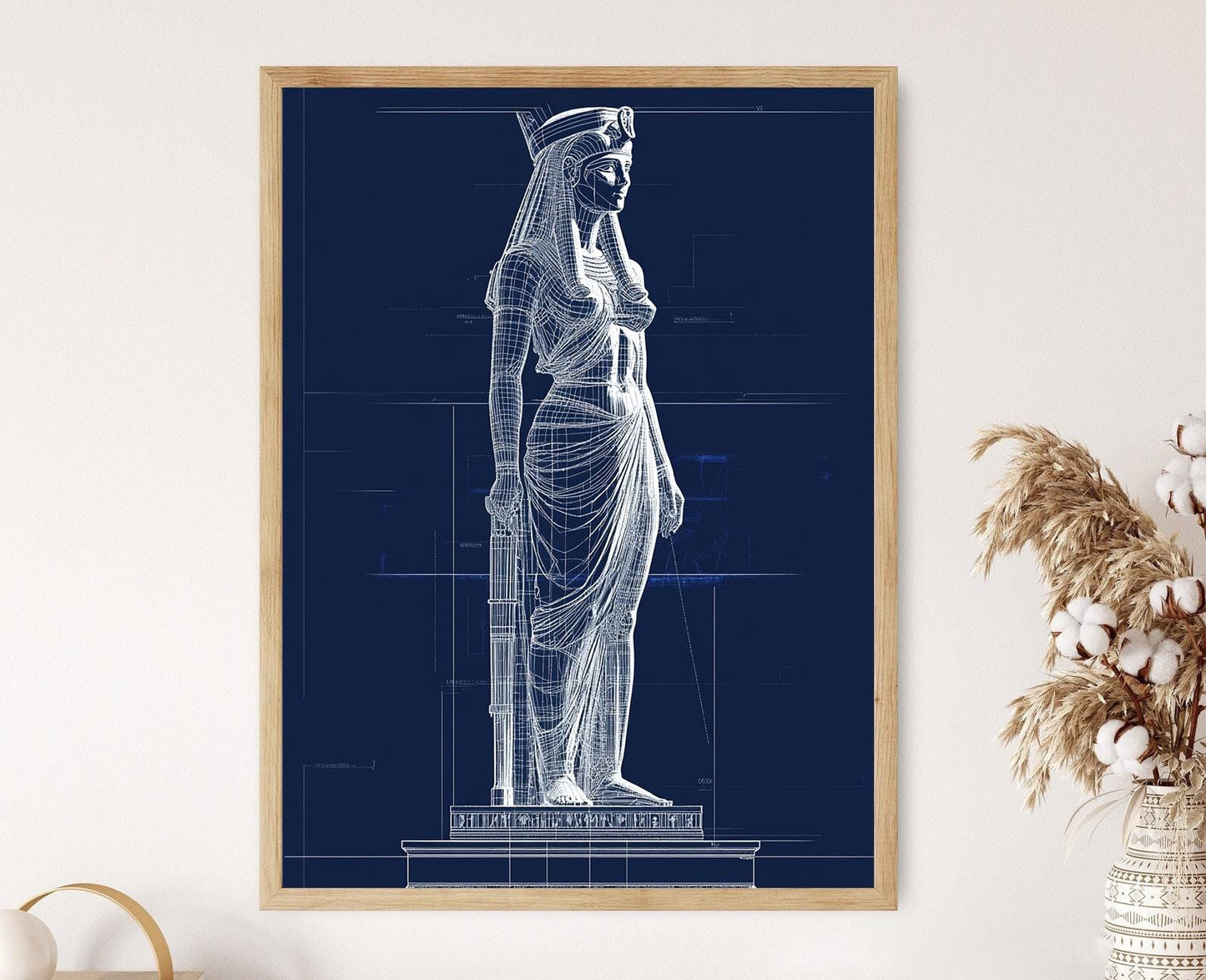 Affiche Cléopâtre – Illustration Blueprint Égyptienne, Art Poster