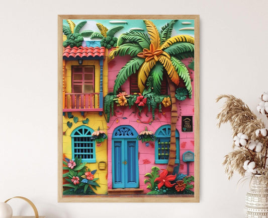 Affiche Couleurs de Porto Rico – Art Tropical pour Décor de Bureau