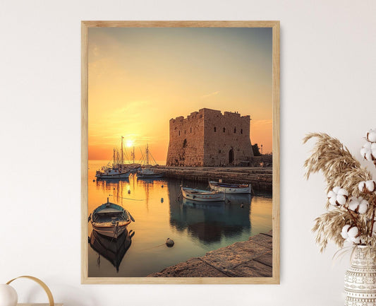 Affiche Château de Paphos – Poster Coucher de soleil à Chypre