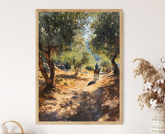 Affiche Oliviers de Chypre – Poster Paysage de Lever de Soleil Paisible