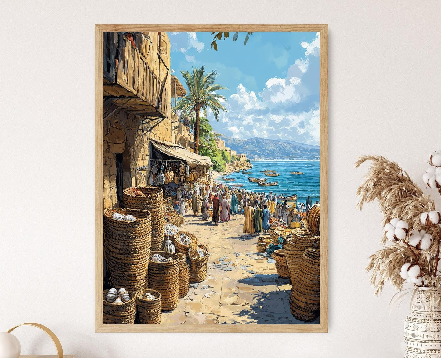 Affiche Latakia Bazaar – Impression artistique des artisans côtiers syriens