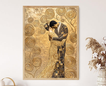 Affiche Klimt – Poster Art Déco avec motifs géométriques dorés et floraux